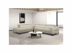Hoeksalon Nyx 322x257cm - leder - lichtgrijs