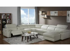 Hoeksalon Play 430x315cm - leder - wit met relax
