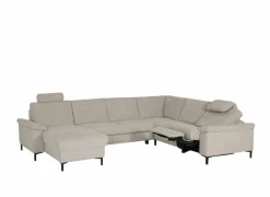 Hoeksalon Poppy 317x249cm - stof - beige met relax & bedfunctie