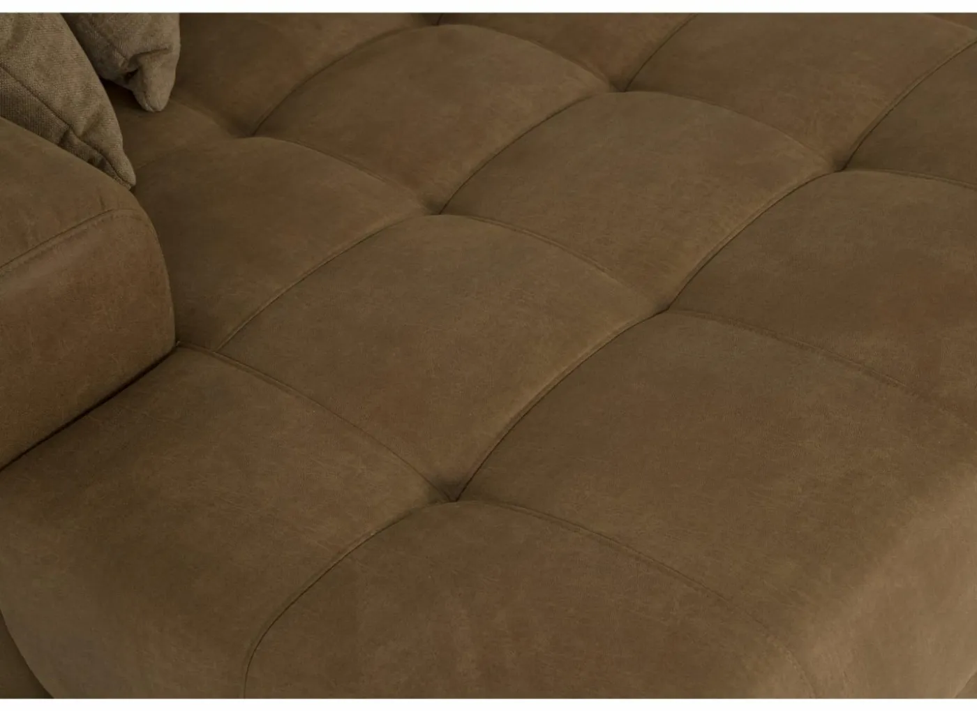 Hoeksalon Rimini 388x224cm - stof - cognac met bedfunctie