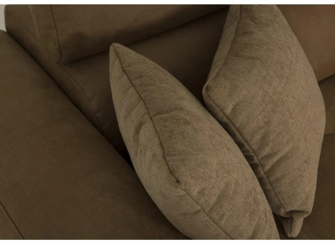 Hoeksalon Rimini 388x224cm - stof - cognac met bedfunctie