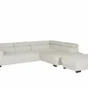 Hoeksalon Satellite-S 323x222cm - stof - naturel met poef en zitdiepteverstelling
