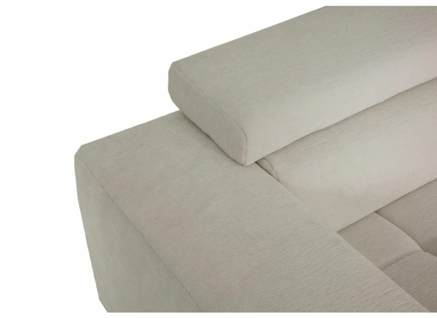 Hoeksalon Satellite-S 323x222cm - stof - naturel met poef en zitdiepteverstelling