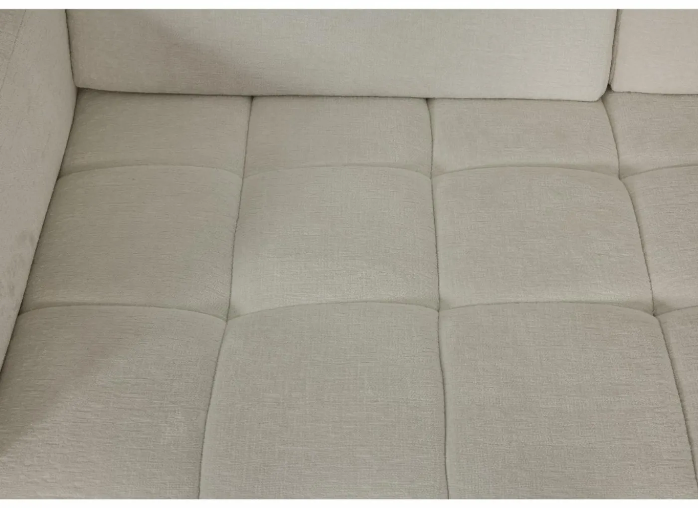 Hoeksalon Satellite-S 323x222cm - stof - naturel met poef en zitdiepteverstelling