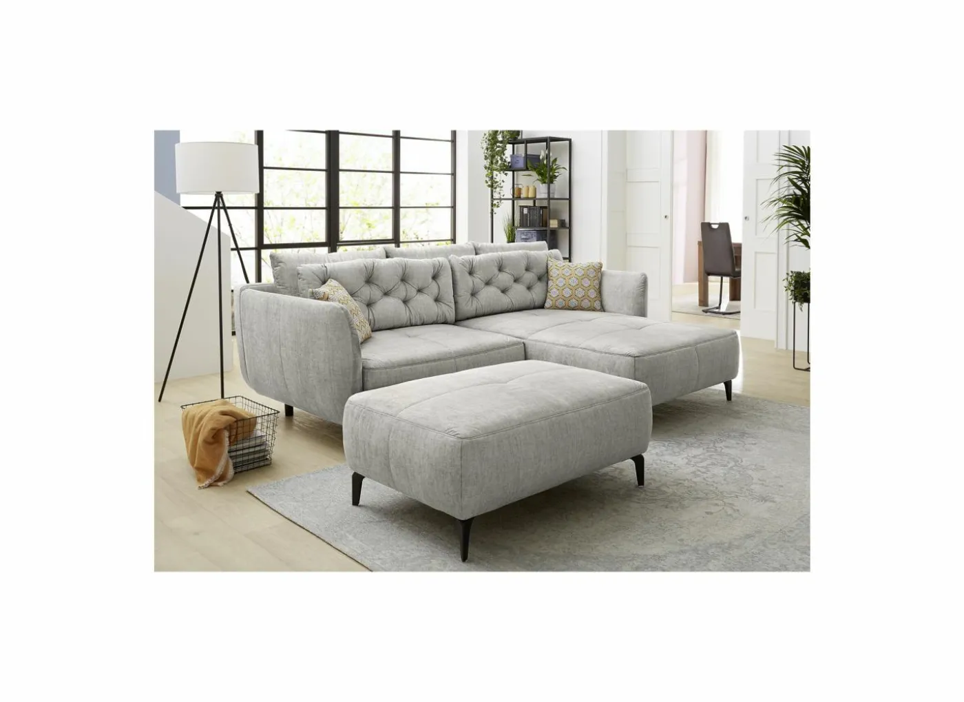 Hoeksalon Saulo 251x187cm - stof - grijs