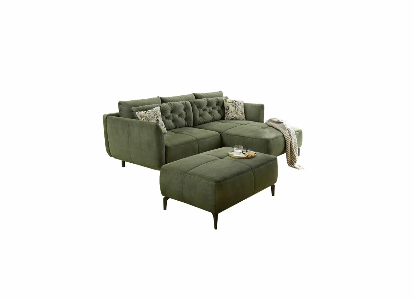 Hoeksalon Saulo 251x187cm - stof - groen