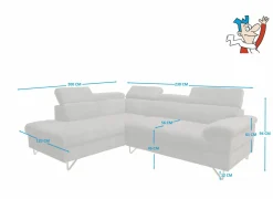 Hoeksalon Sirocco 230x200cm - stof - donkergrijs met bedfunctie