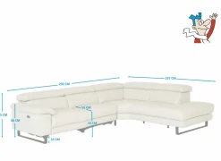Hoeksalon Uran 292x237cm - leder - beige met relax