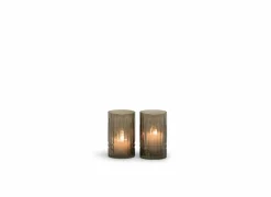 Kaarsenhouder handgeslepen  Ø7x12,5cm - glas - light smoke