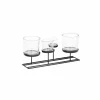 Kaarsenhouder Lincoln  B45cm - metaal & glas - zwart