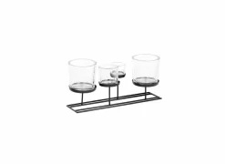 Kaarsenhouder Lincoln  B45cm - metaal & glas - zwart