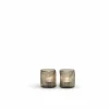 Kaarsenhouder organisch geribbeld Ø8x8,5cm - glas - smoke