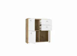 Kast Best Chest 77x30x78cm - decor - artisanale eik & wit