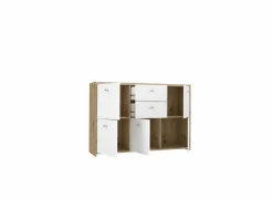 Kast Best Chest 114x30x78cm - decor - artisanale eik & wit