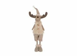 Kerstdecoratie Eland Telescopische bont 16x15x87cm - polyester - ecru
