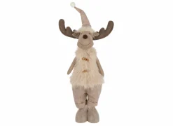 Kerstdecoratie Eland Telescopische bont 16x15x87cm - polyester - ecru