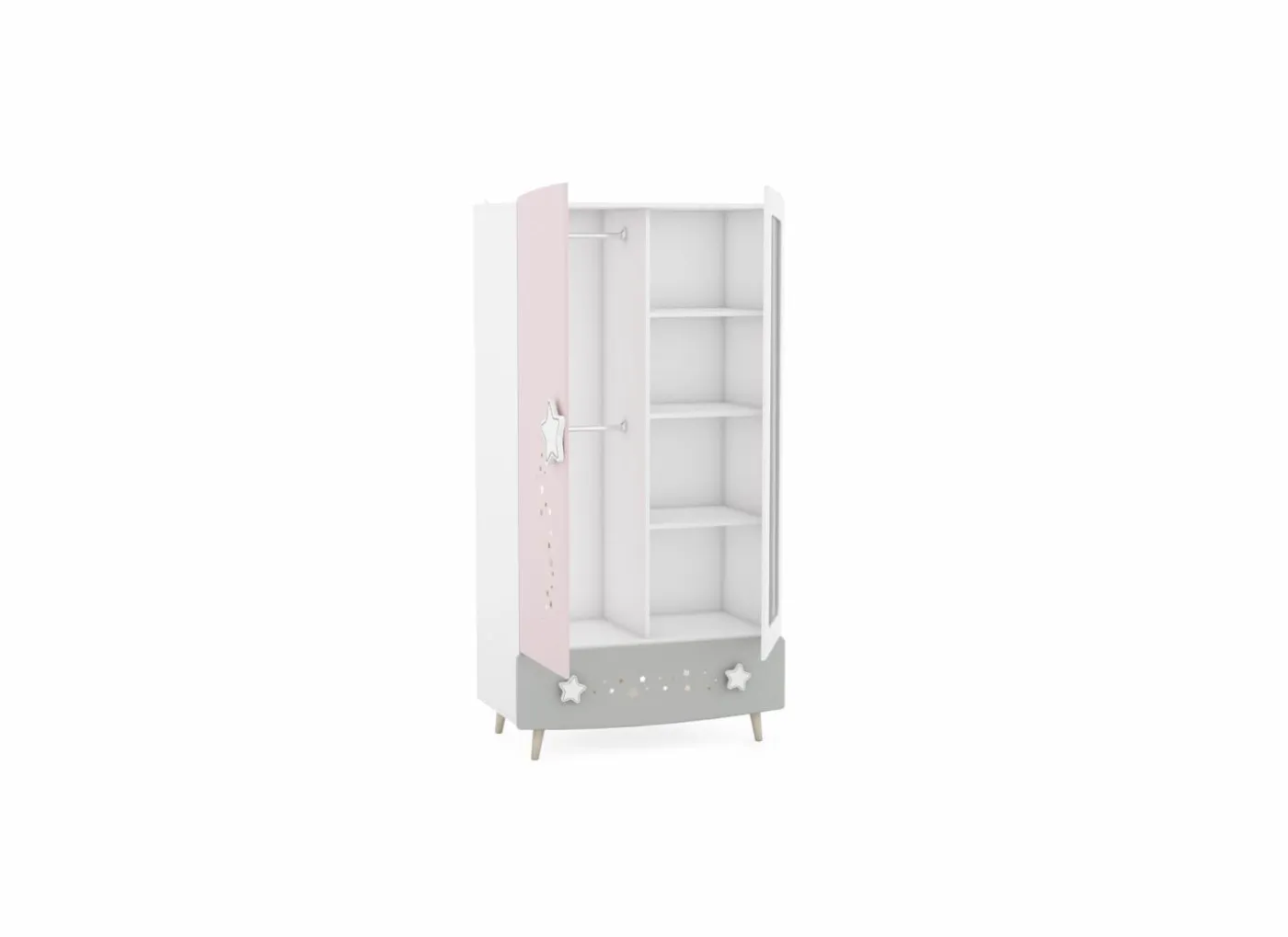 Kinderkamer Etoiles met bed 90x200cm - kleerkast 95cm en 1 nachtkastje