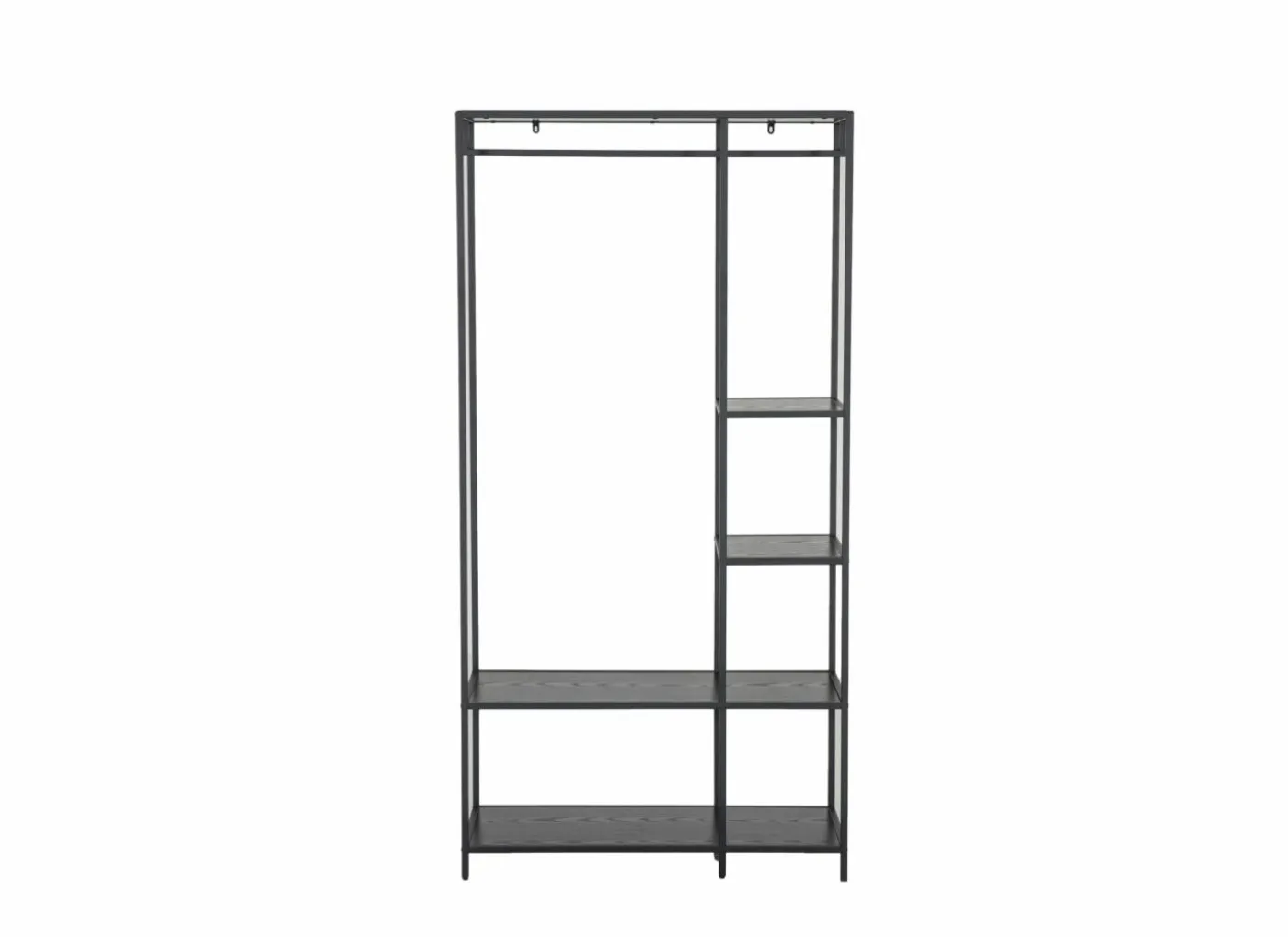 Kledingrek Gallo 90x40x178cm - melamine & metaal - zwart