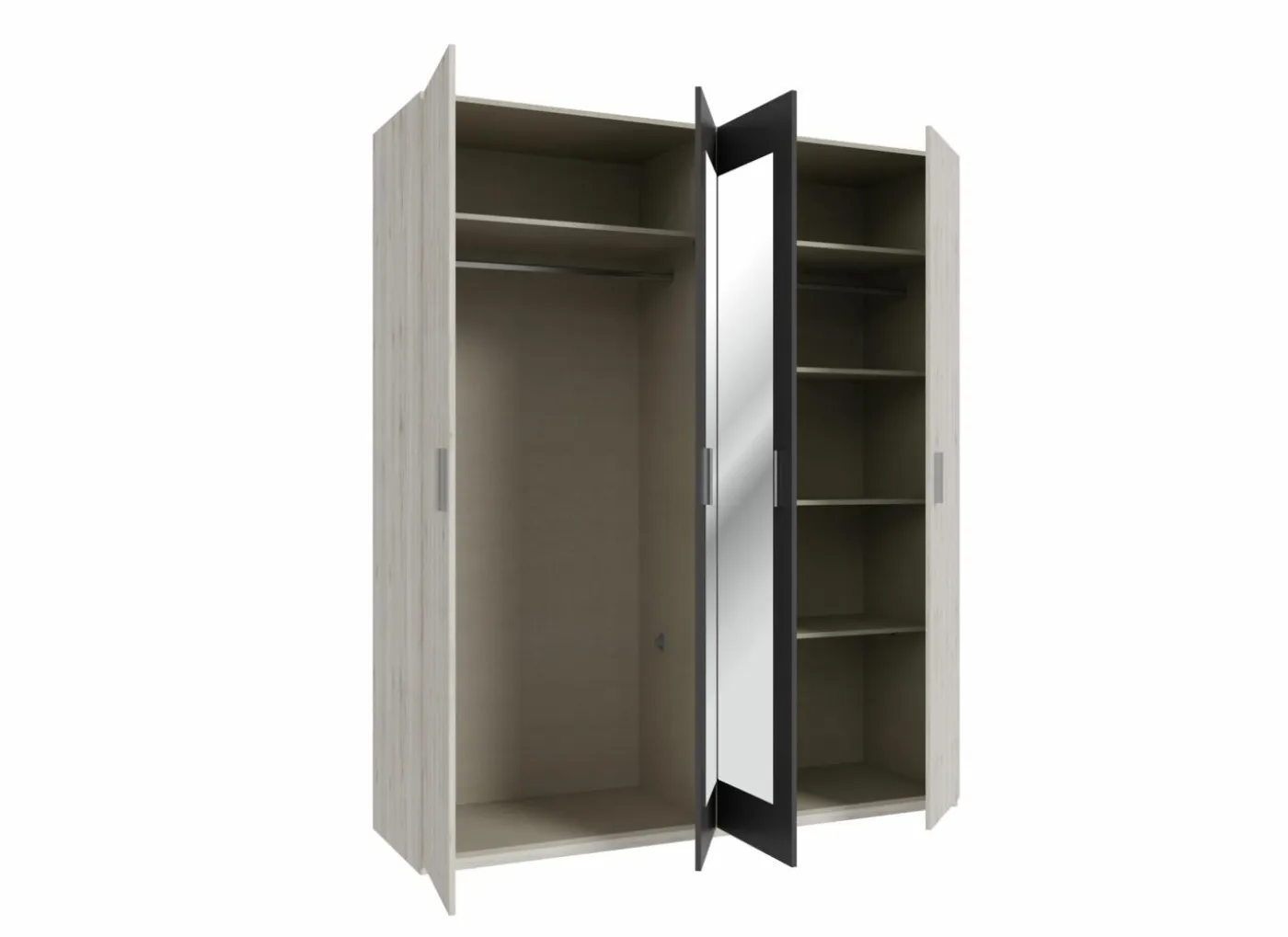 Kleerkast Adria 178cm - decor - zandeik & wolframgrijs