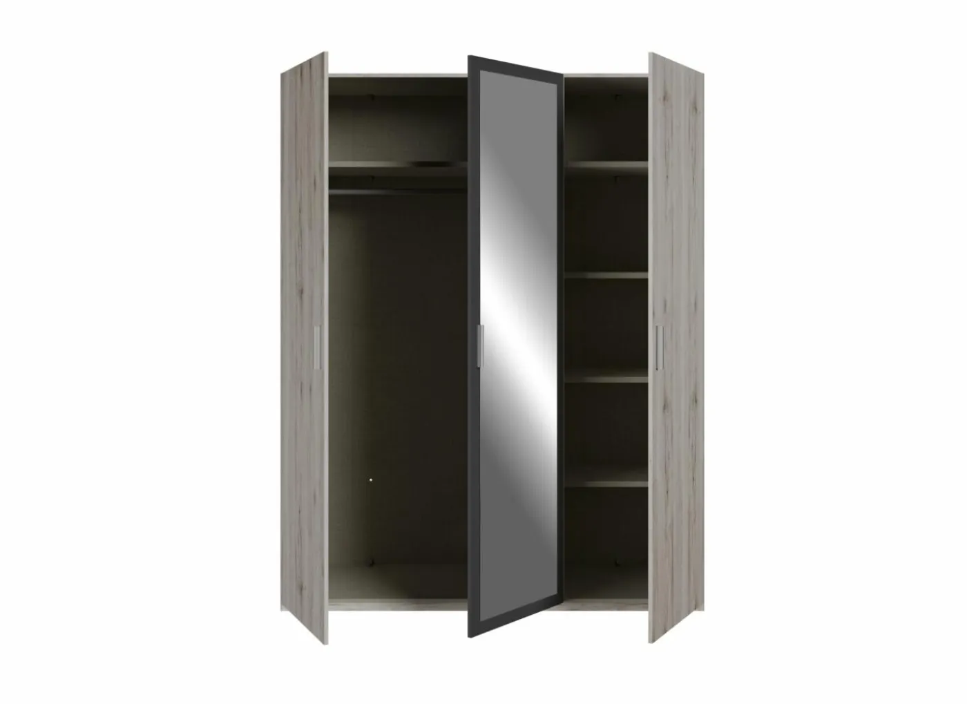Kleerkast Adria 166cm - decor - zandeik & wolframgrijs