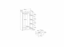 Kleerkast Charly 112cm - decor - acacia & wit