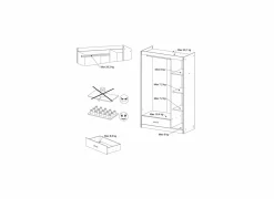 Kleerkast Charly 112cm - decor - acacia & wit