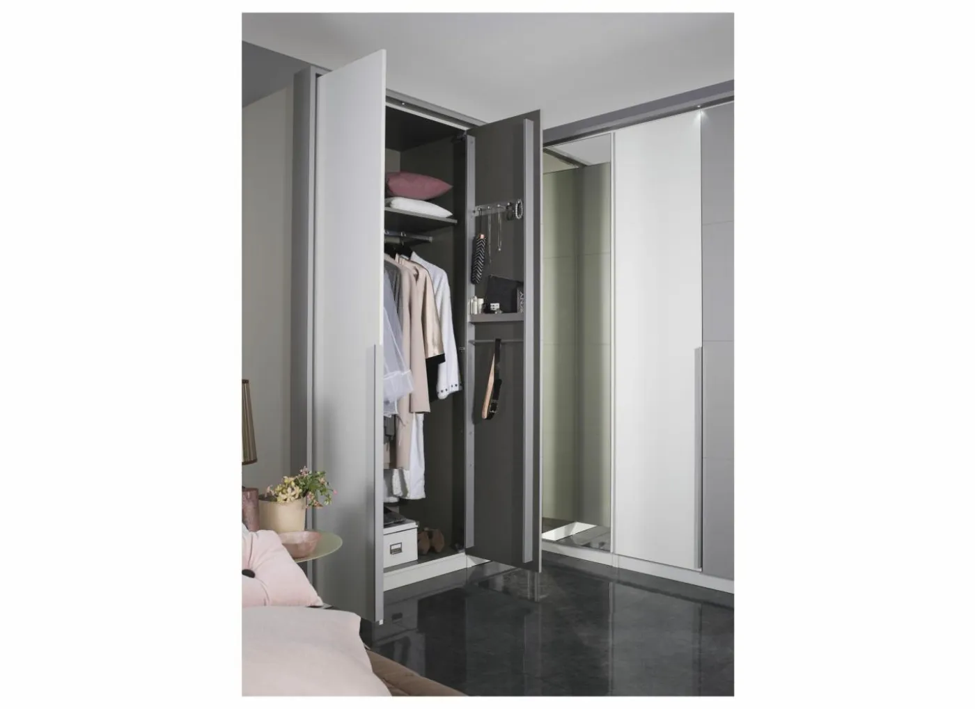 Kleerkast 226cm - decor - metallic grijs & artisanale eik
