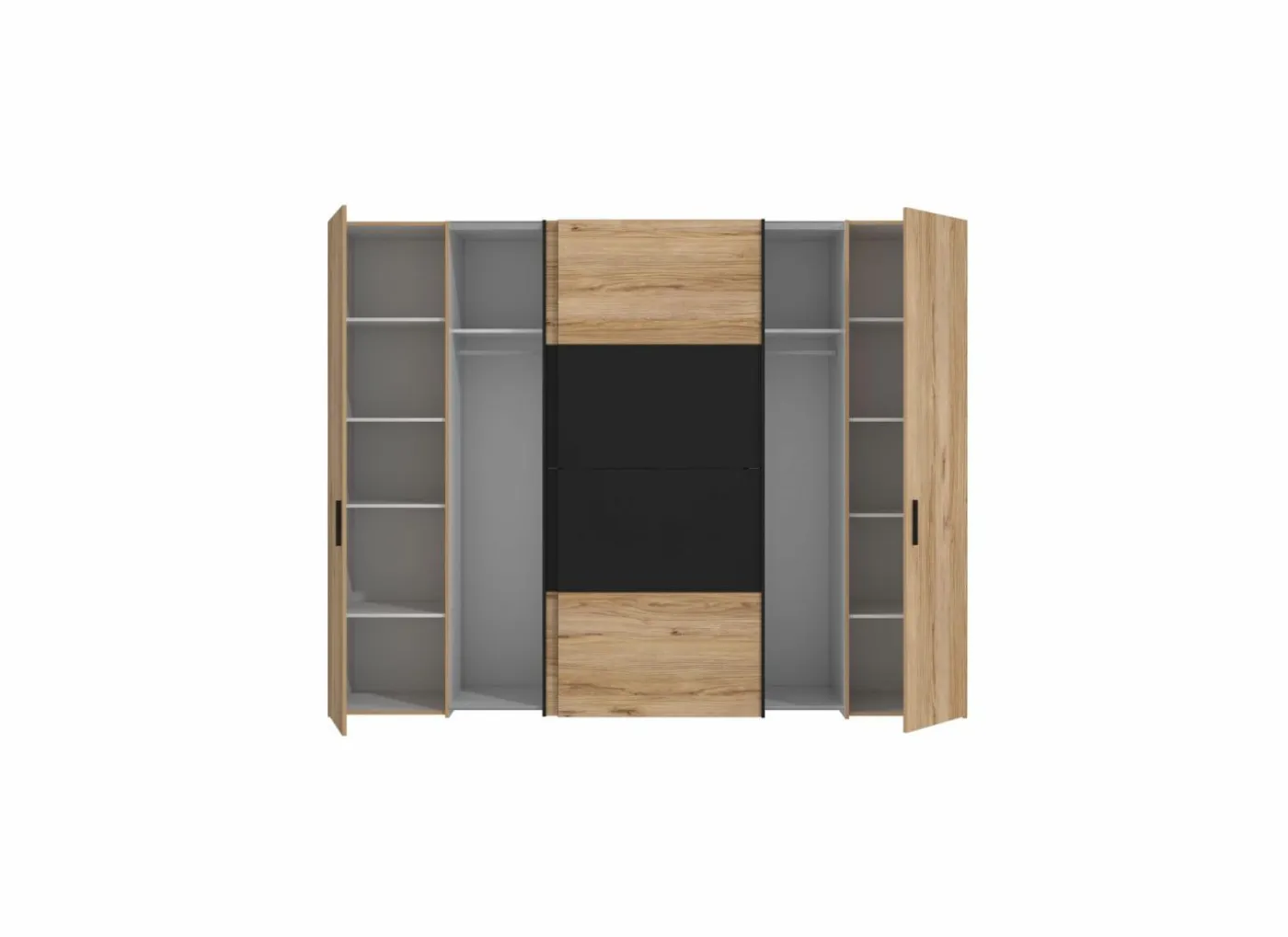 Kleerkast Dalate 271cm - decor - kastanje eik & mat zwart