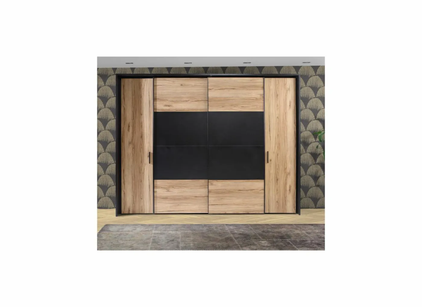 Kleerkast Dalate 271cm - decor - kastanje eik & mat zwart