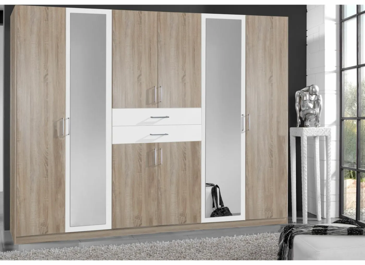 Kleerkast Diver 270cm - decor - sonoma eik & wit