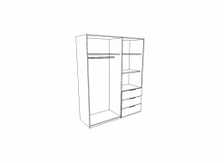 Kleerkast Jupiter 145cm - decor - zwart