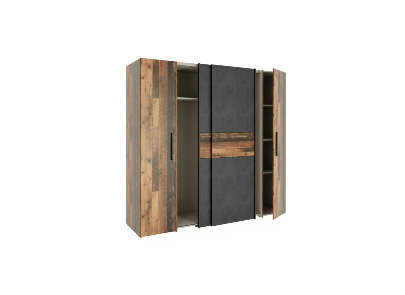 Kleerkast Kalixtus 200cm - decor - old wood & donkergrijs