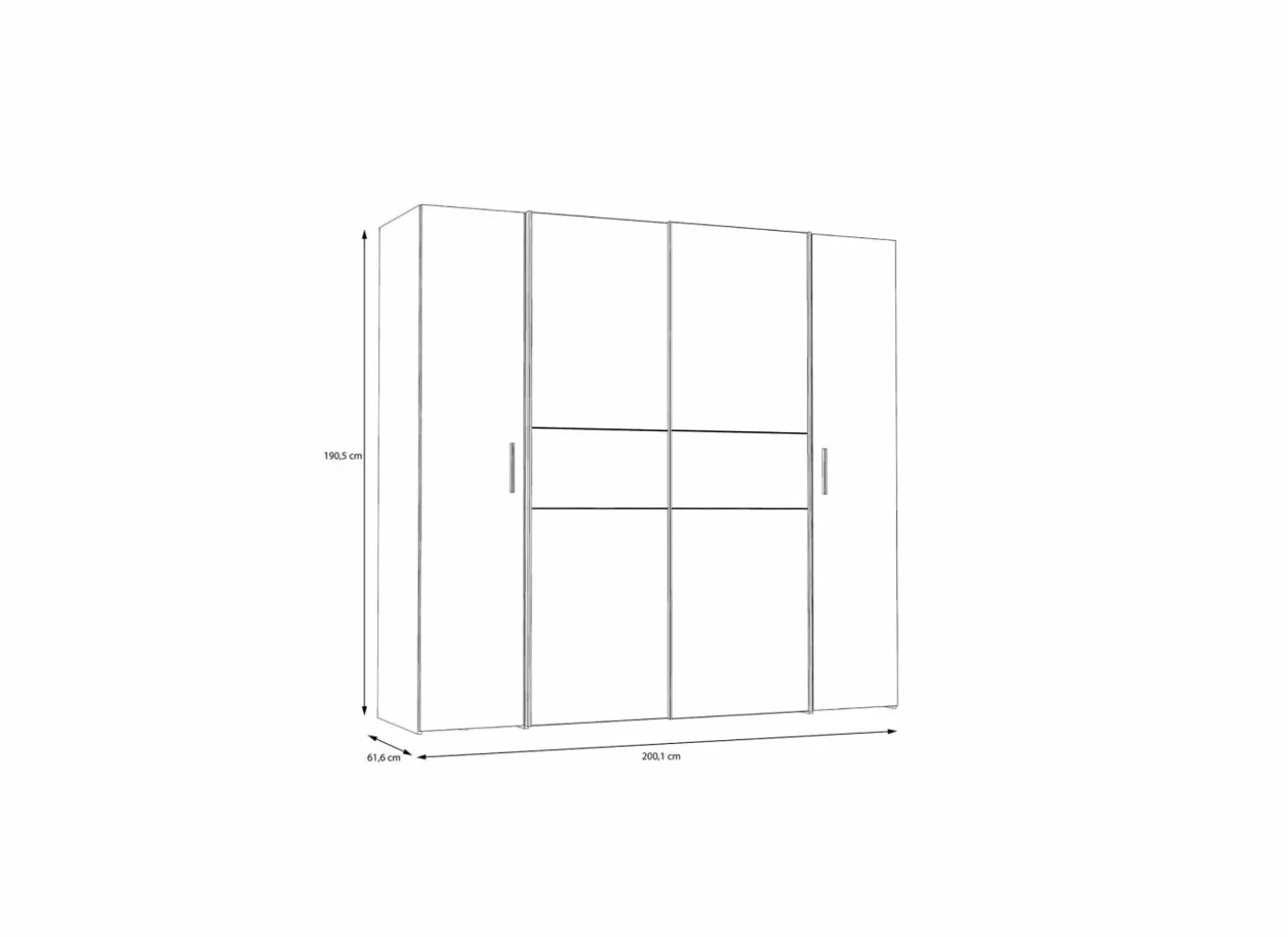 Kleerkast Kapaza 200cm - decor - artisanale eik & zwart