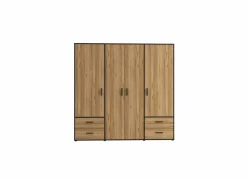 Kleerkast Mokkaro 206cm - decor - zwart & kastanje eik