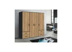 Kleerkast Mokkaro 206cm - decor - zwart & kastanje eik