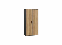 Kleerkast Mokkaro 95cm - decor - zwart & kastanje eik