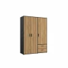 Kleerkast Mokkaro 145cm - decor - zwart & kastanje eik