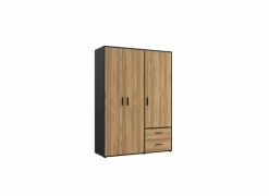 Kleerkast Mokkaro 145cm - decor - zwart & kastanje eik