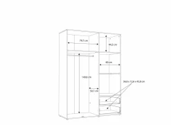 Kleerkast Mokkaro 145cm - decor - zwart & kastanje eik