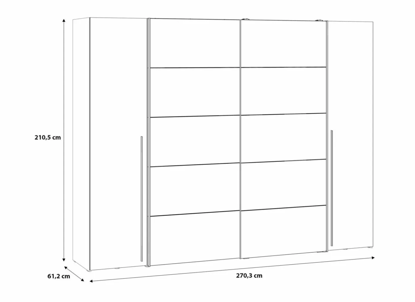 Kleerkast Narago 270cm - decor - wit