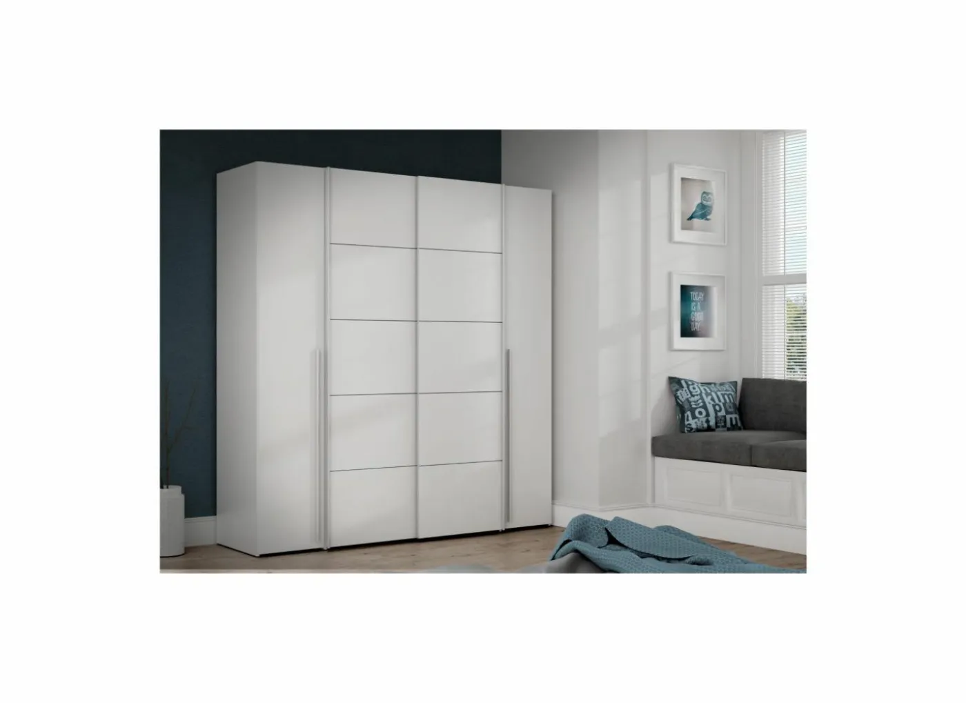 Kleerkast Narago 200cm - decor - wit