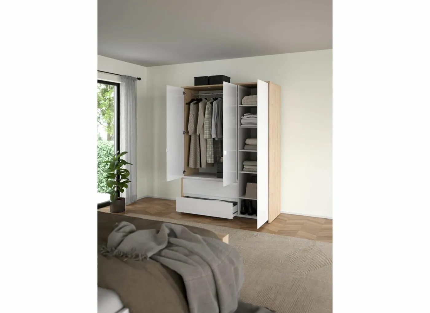 Kleerkast Next 149x58xH202cm - decor - wit & jackson hickory