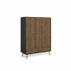 Kleerkast Ry 151cm - decor - mat zwart/okkernoot