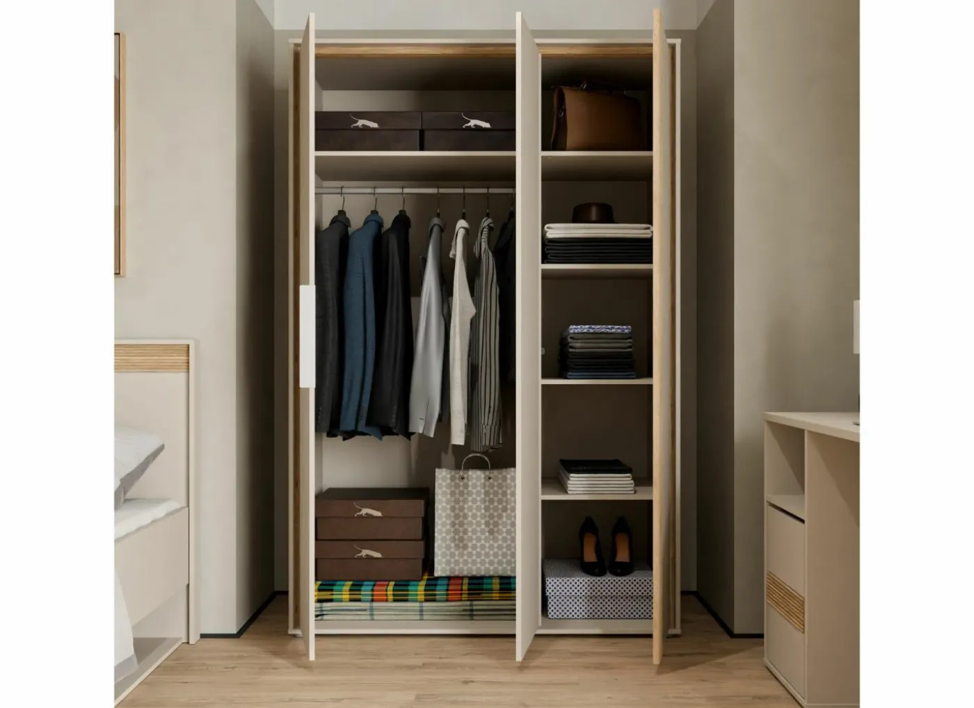 Kleerkast Wexlin 126x60x194cm - decor - sand & mauvella oak