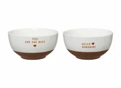 Kom Hello Ø13cm - porselein - wit & rood