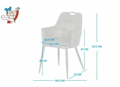 Kuipstoel 58,5x53x87,5cm - stof - antraciet