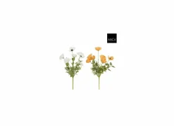 Kunstbloem Klaproos H53cm - polyester - wit/perzik