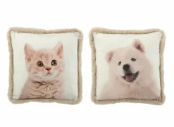 Kussen Hond Kat 45x45cm - stof - beige