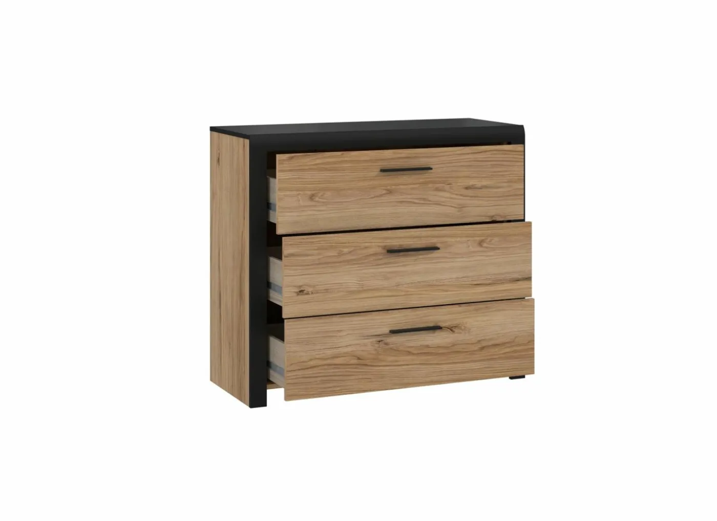 Ladekast Dalate 101x41x88,2cm - decor - kastanje eik/mat zwart