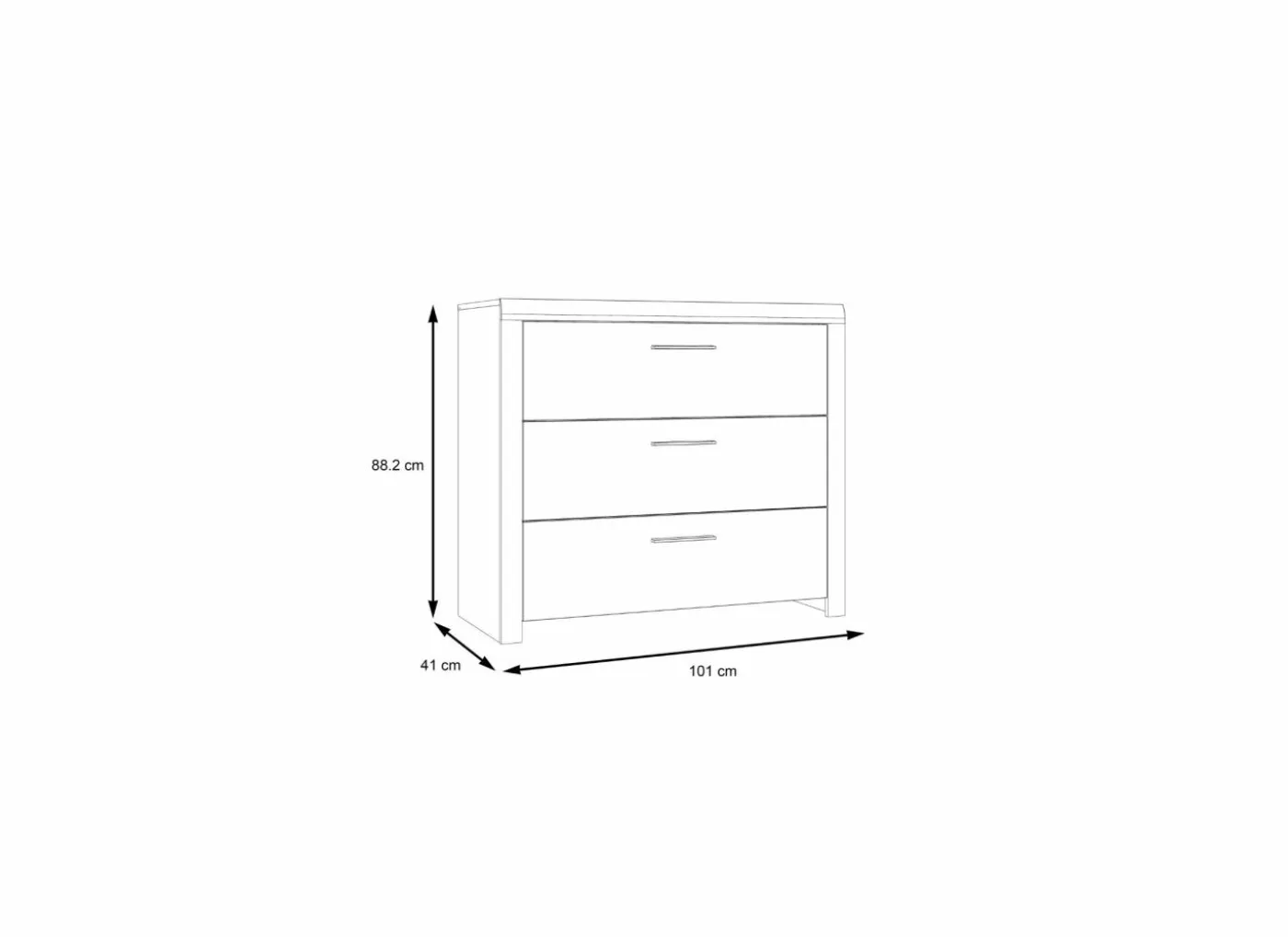 Ladekast Dalate 101x41x88,2cm - decor - kastanje eik/mat zwart